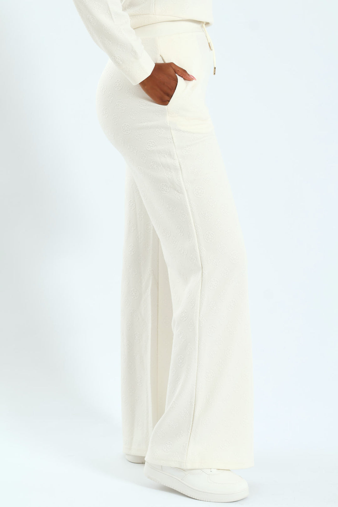 Peony Logo Straight Long Pant - Cream