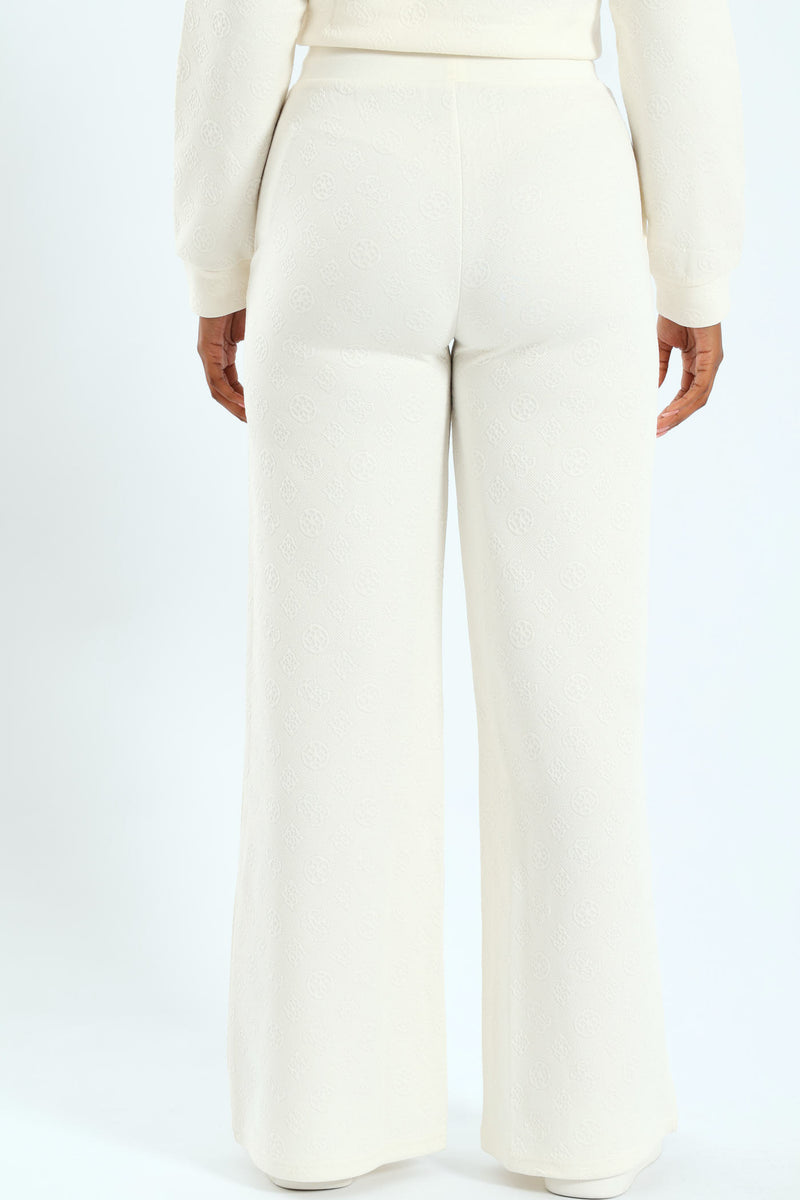 Peony Logo Straight Long Pant - Cream