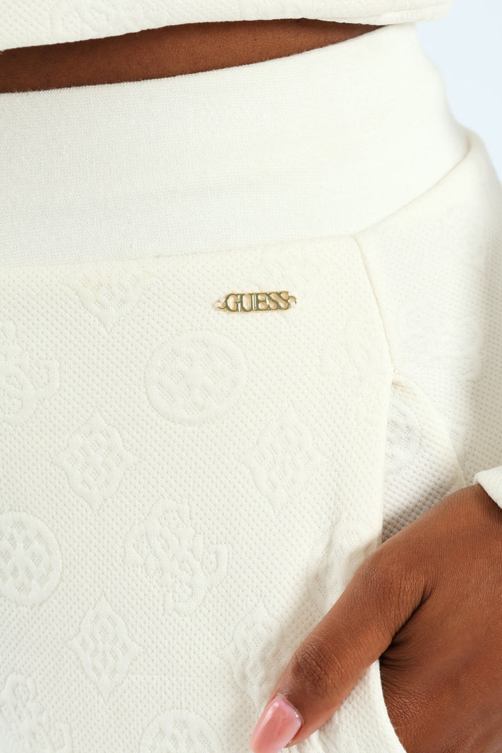 Peony Logo Straight Long Pant - Cream