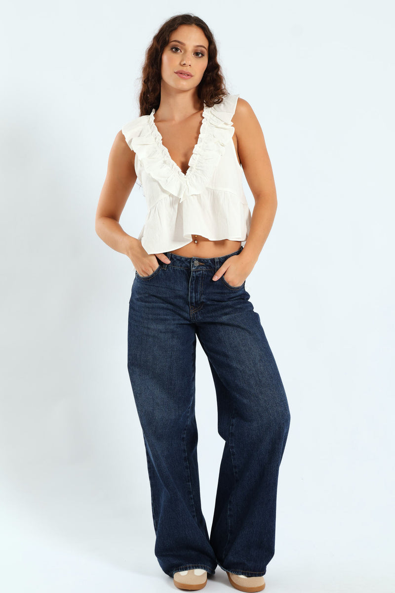 Frill Front Blouse - Off White