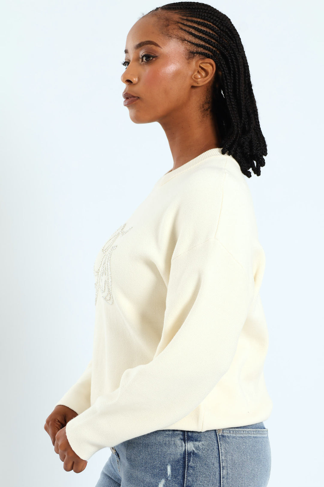 Laura Logo Sweater - Cream