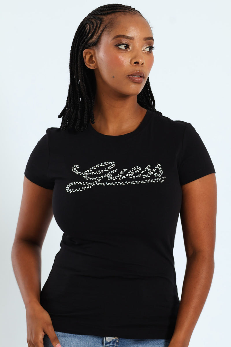 Stone Script Tee - Black