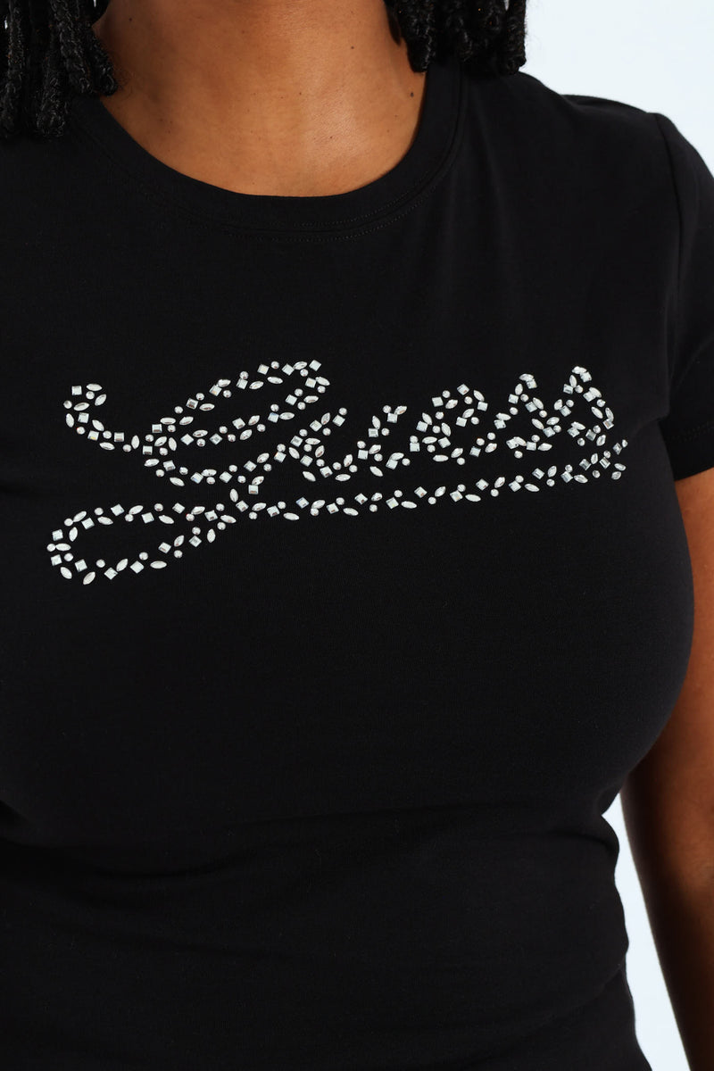 Stone Script Tee - Black