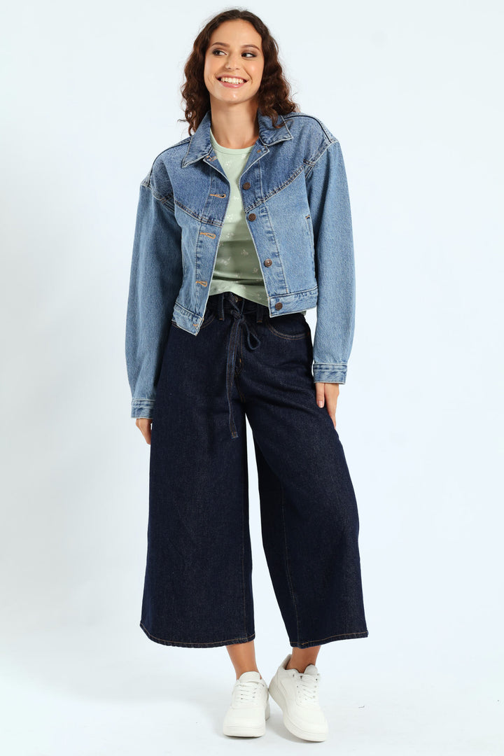 Shrunken 90s Western Trucker Jacket - Dark Blue