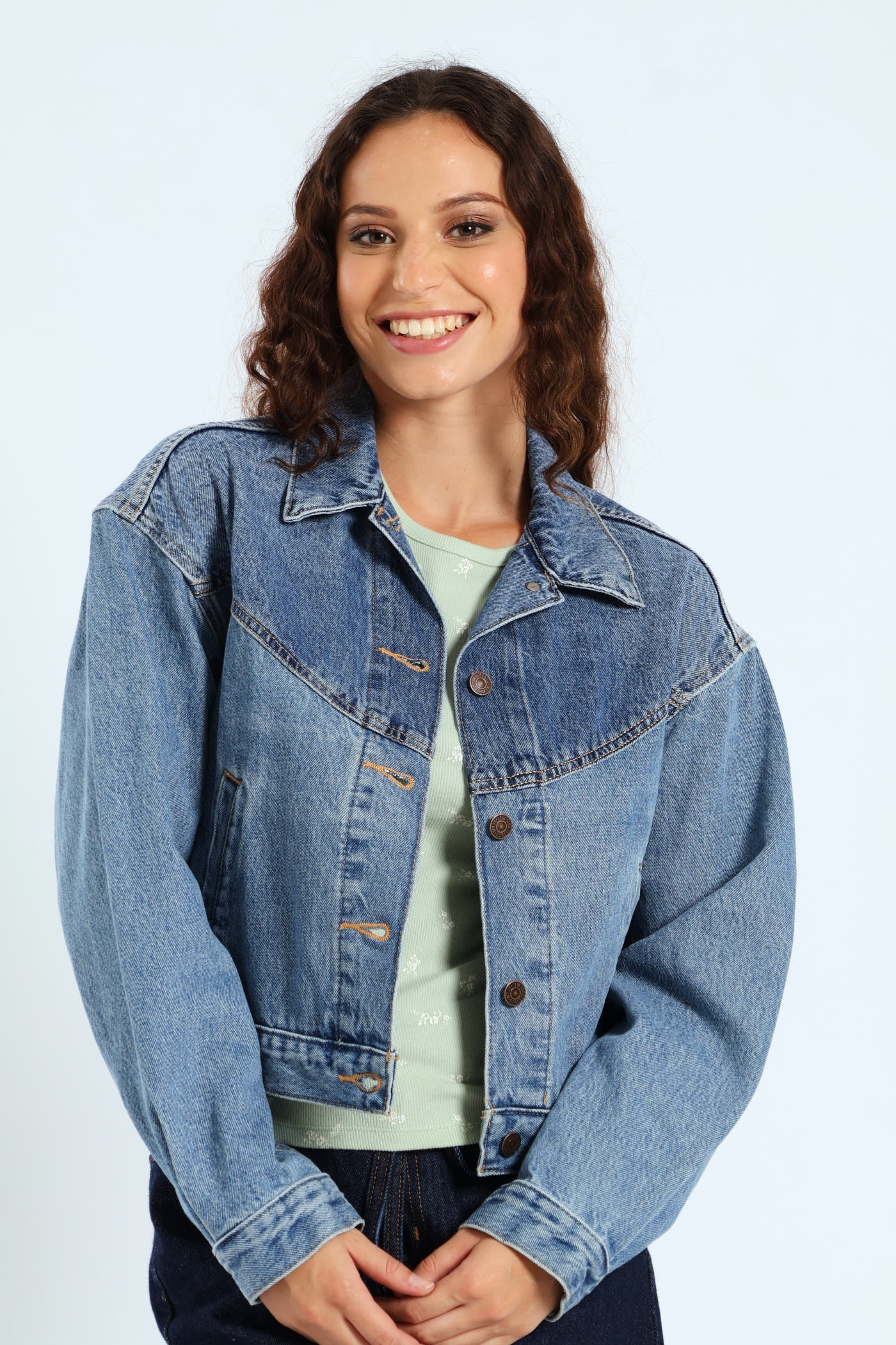 Ladies Shrunken 90s Western Trucker Jacket - Dark Blue – Edgars