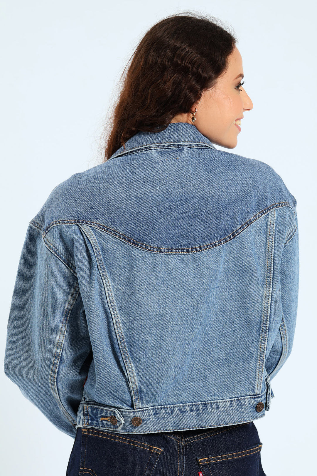 Shrunken 90s Western Trucker Jacket - Dark Blue
