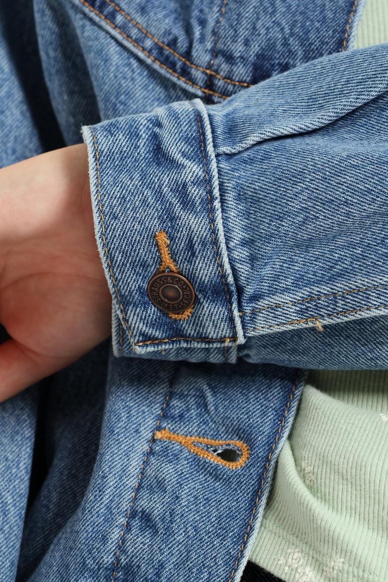 Shrunken 90s Western Trucker Jacket - Dark Blue
