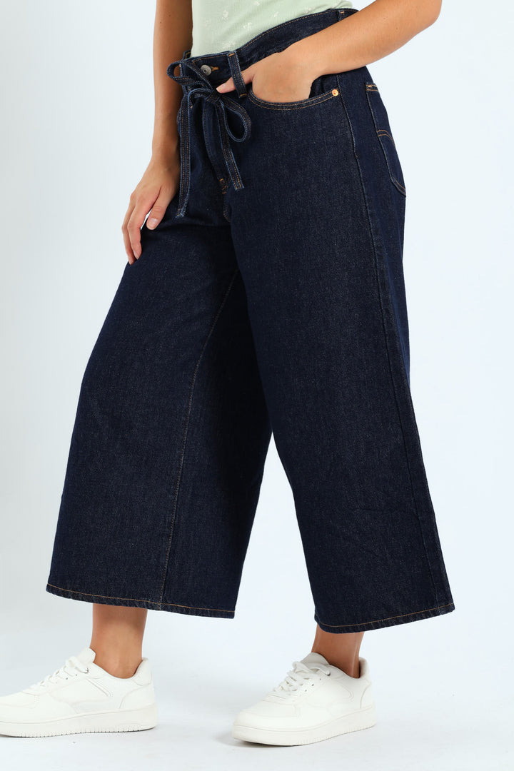 Culotte Pants - Dark Wash