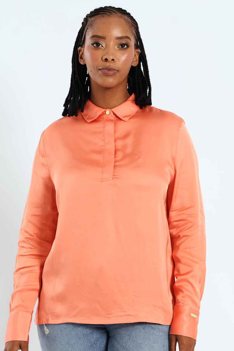 Emily Long Sleeve Blouse - Peach