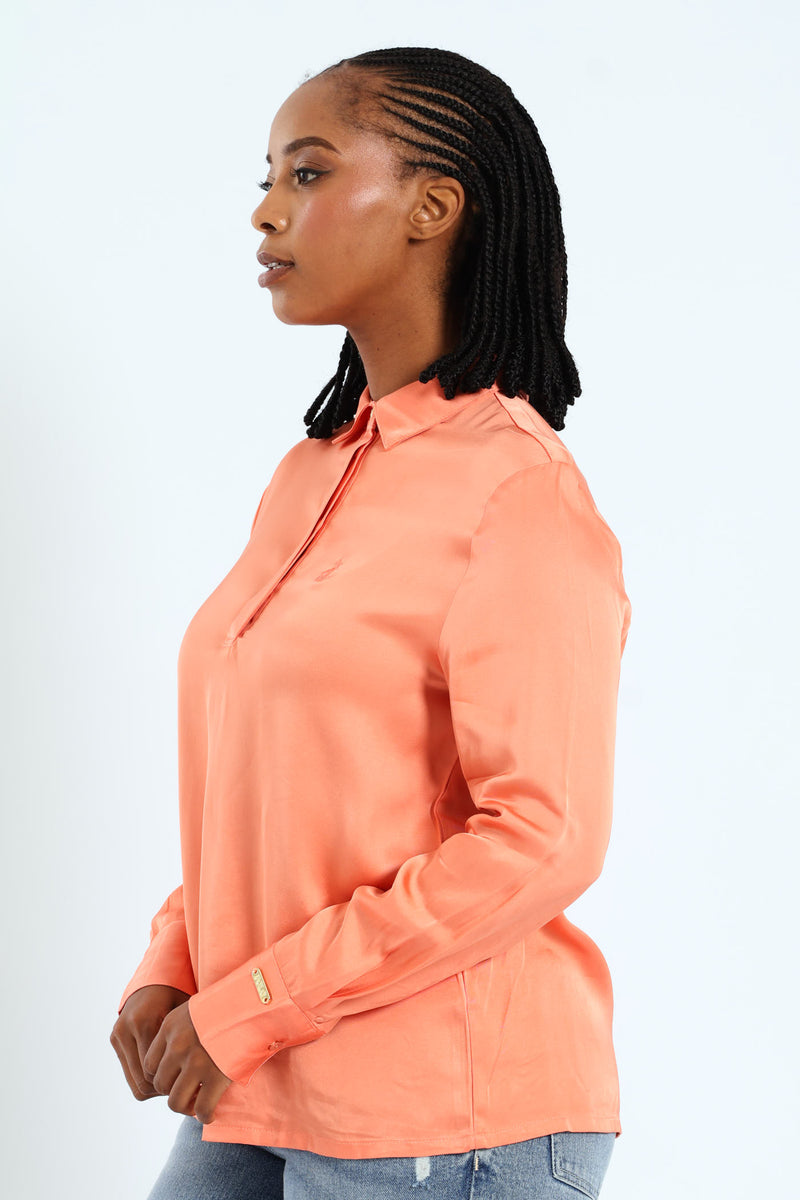 Emily Long Sleeve Blouse - Peach