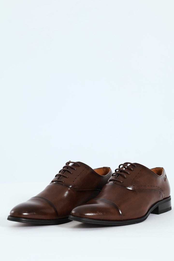 Toe Cap Oxford Shoe - Brown