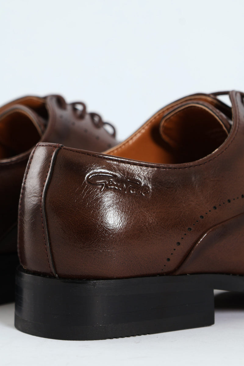Toe Cap Oxford Shoe - Brown