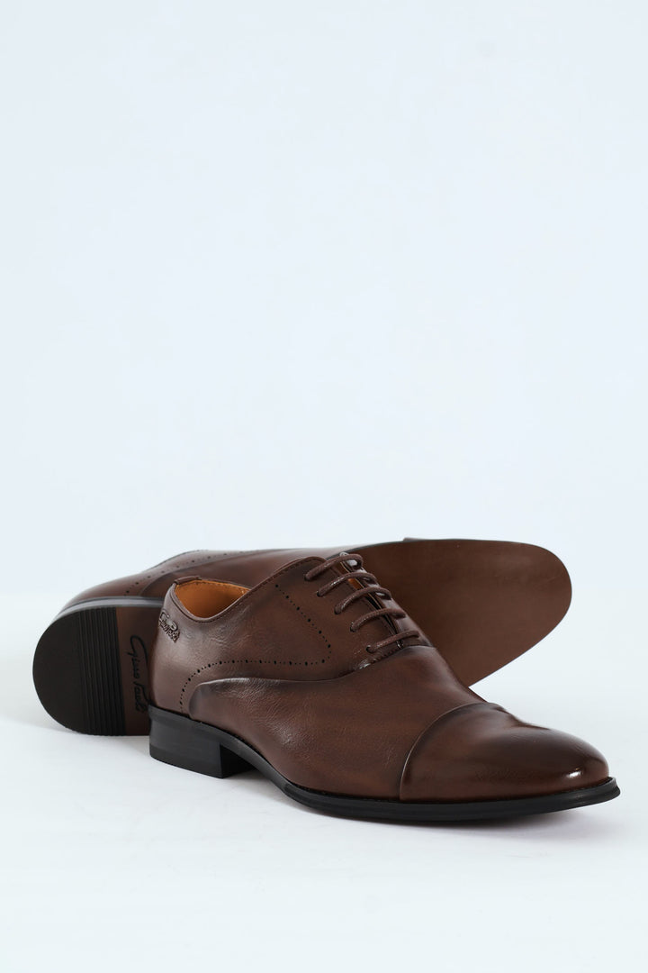 Toe Cap Oxford Shoe - Brown