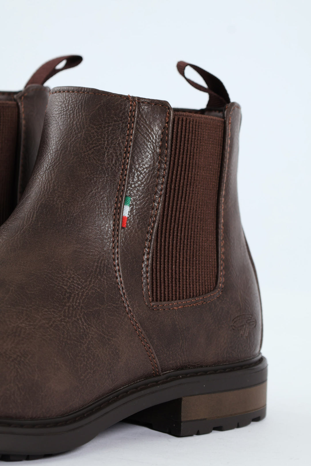 Ethan Pebbled Pu Elastic Gusset Chelsea Boot - Brown