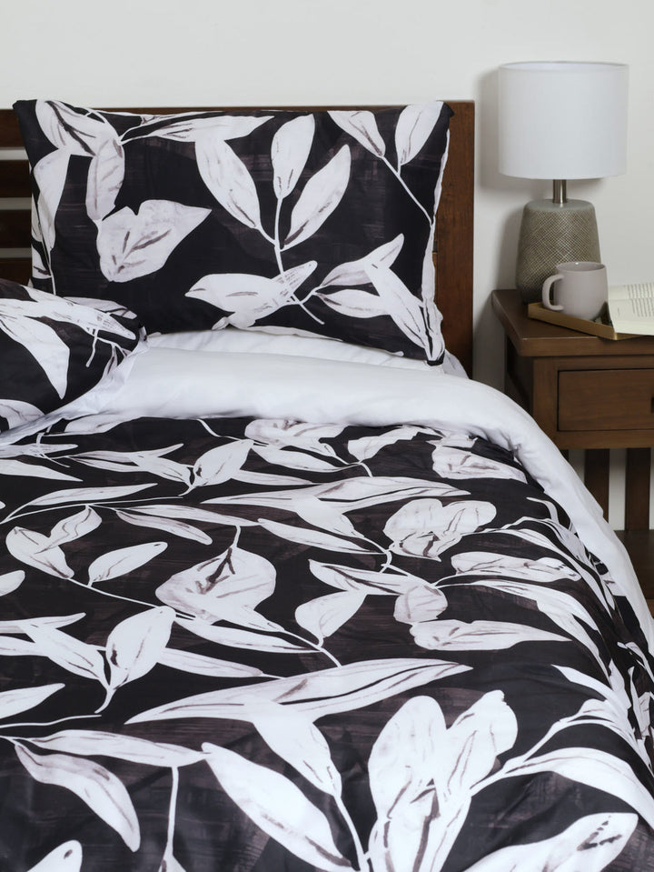 Mono Geo Floral Duvet Cover - Charcoal