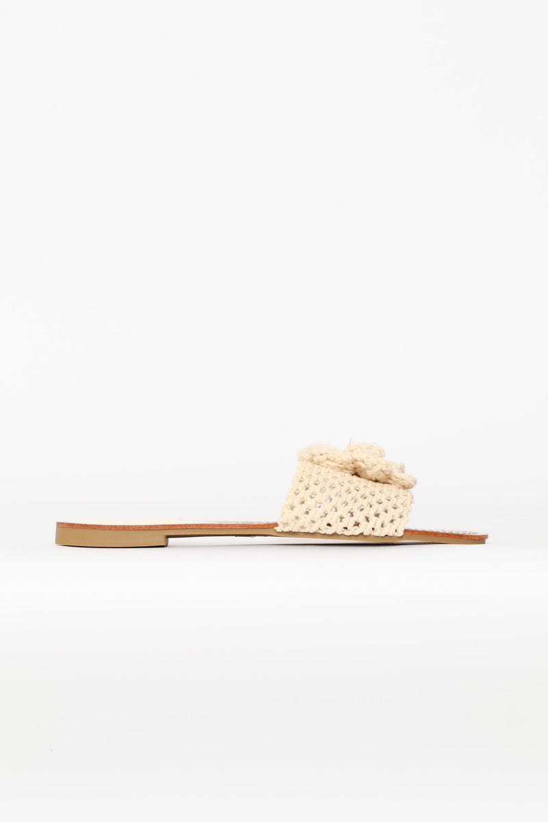 Crocheted Flower Mule - Off White