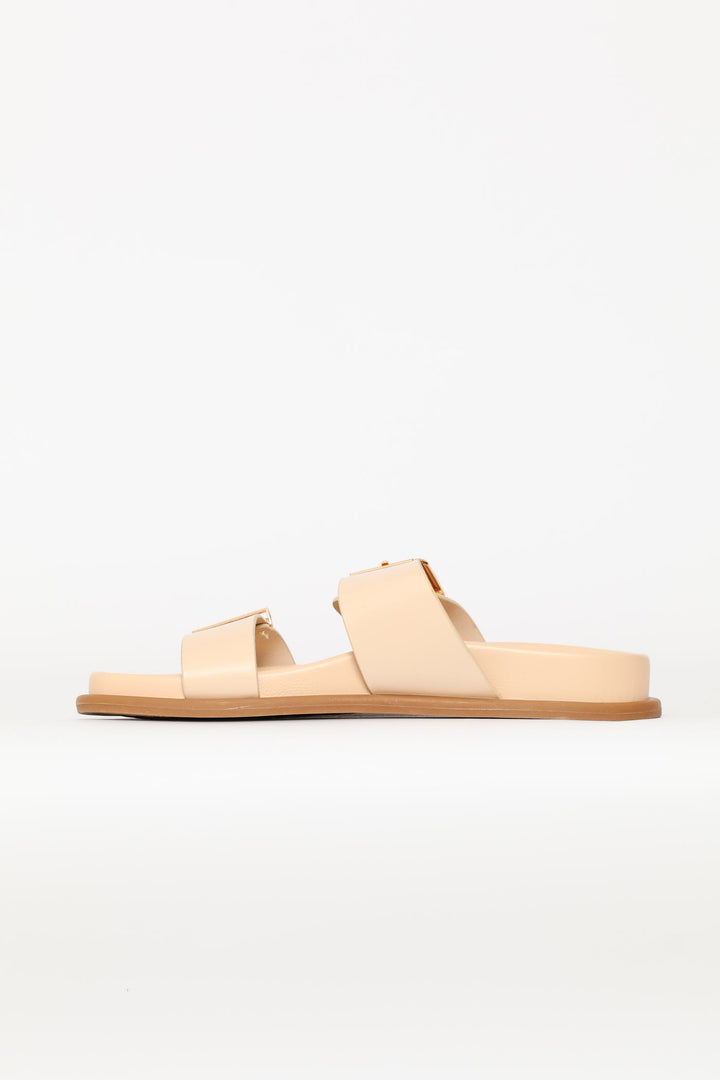 Double Band With Metal Tips Comfort Sandal - Off White