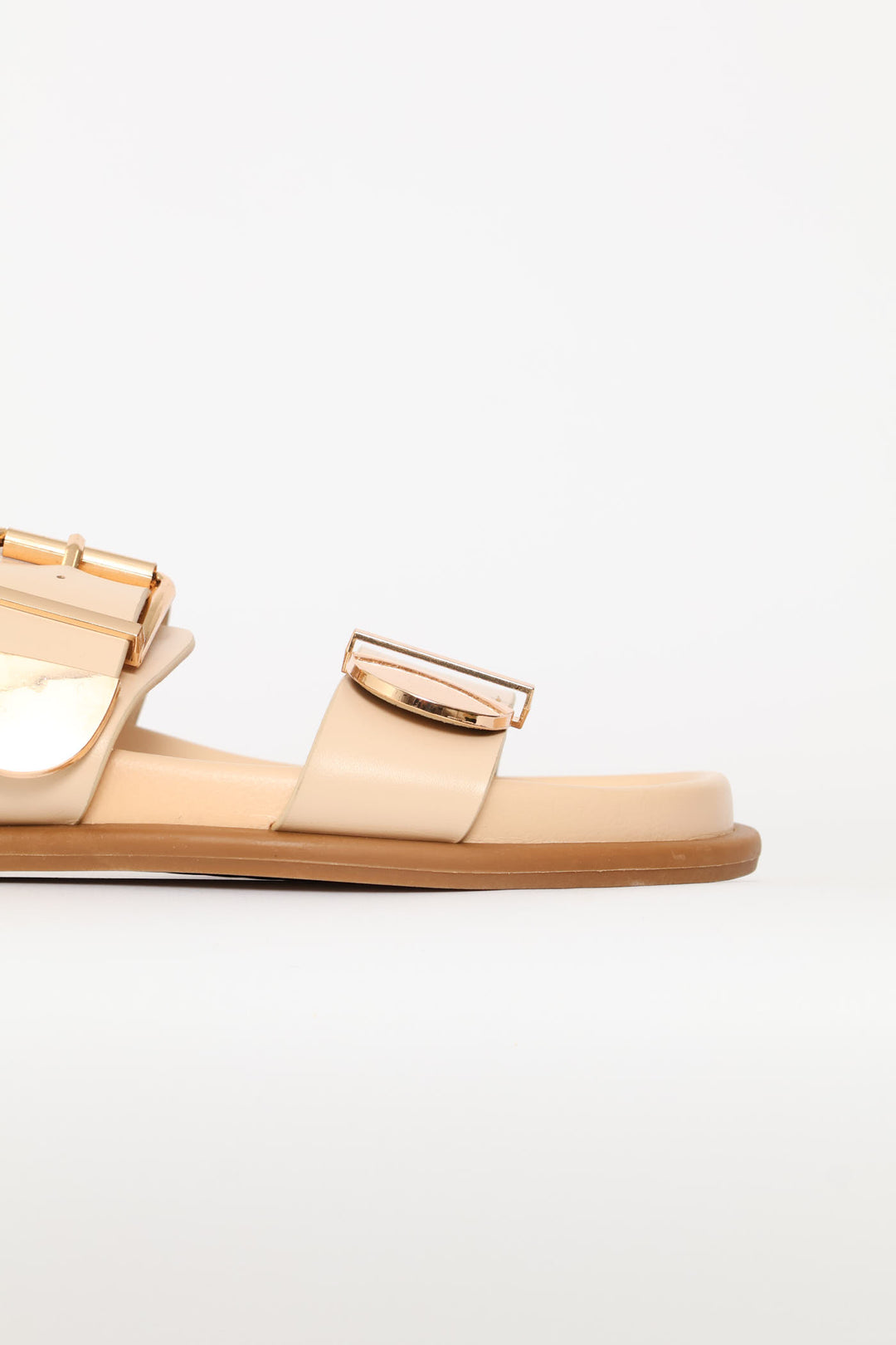 Double Band With Metal Tips Comfort Sandal - Off White