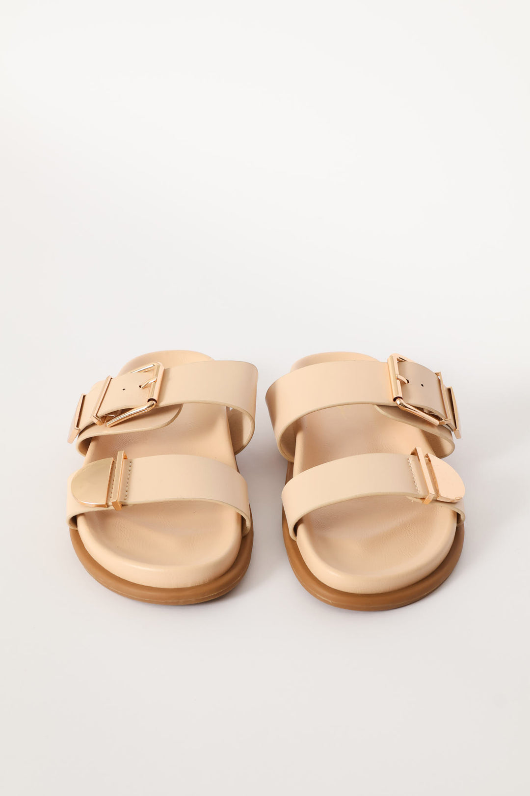 Double Band With Metal Tips Comfort Sandal - Off White