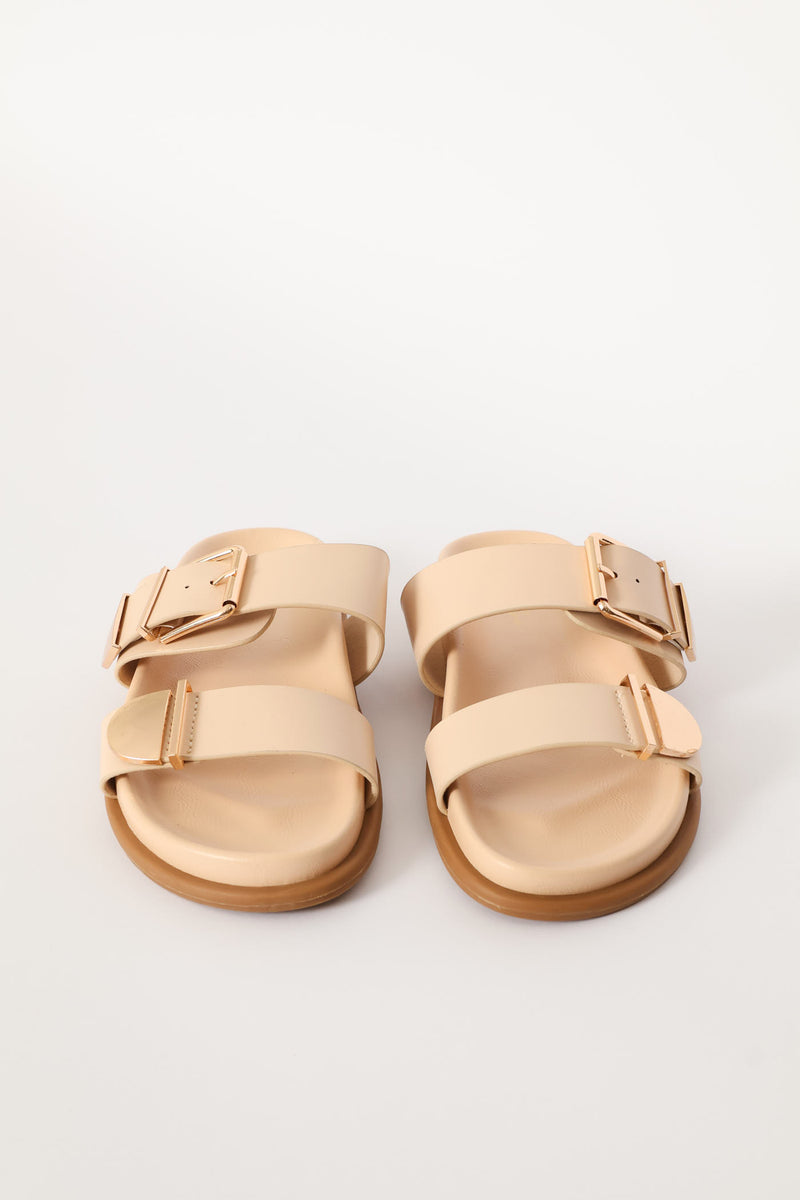 Double Band With Metal Tips Comfort Sandal - Off White