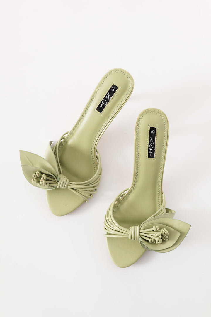 Strappy Flower Mule - Matcha