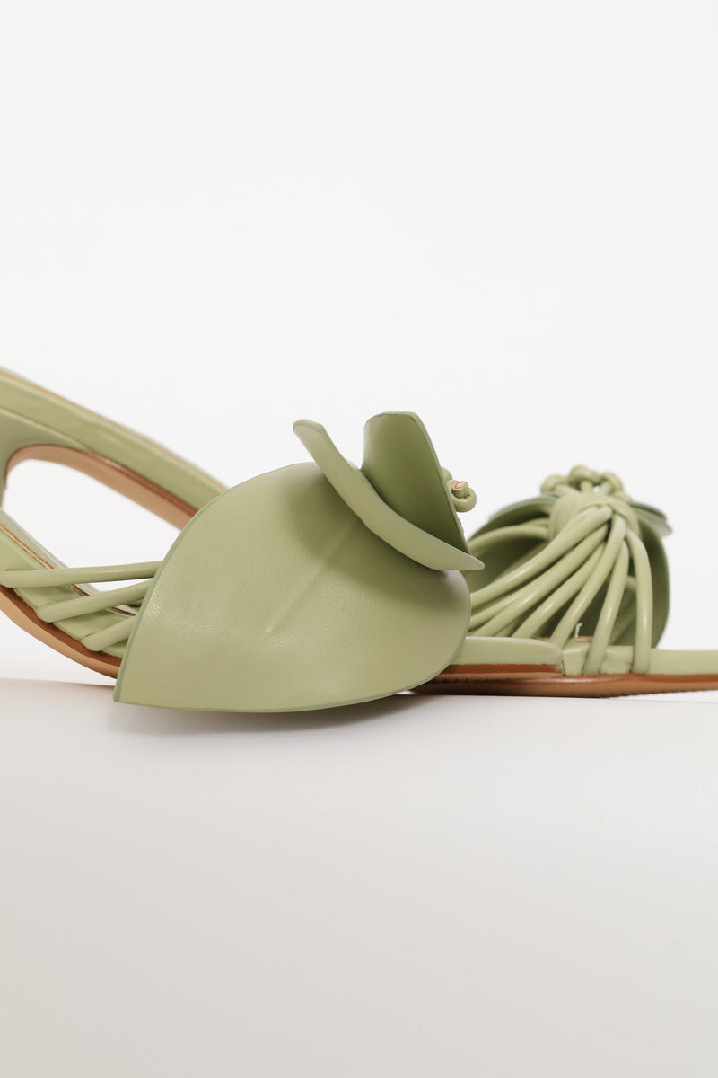 Strappy Flower Mule - Matcha