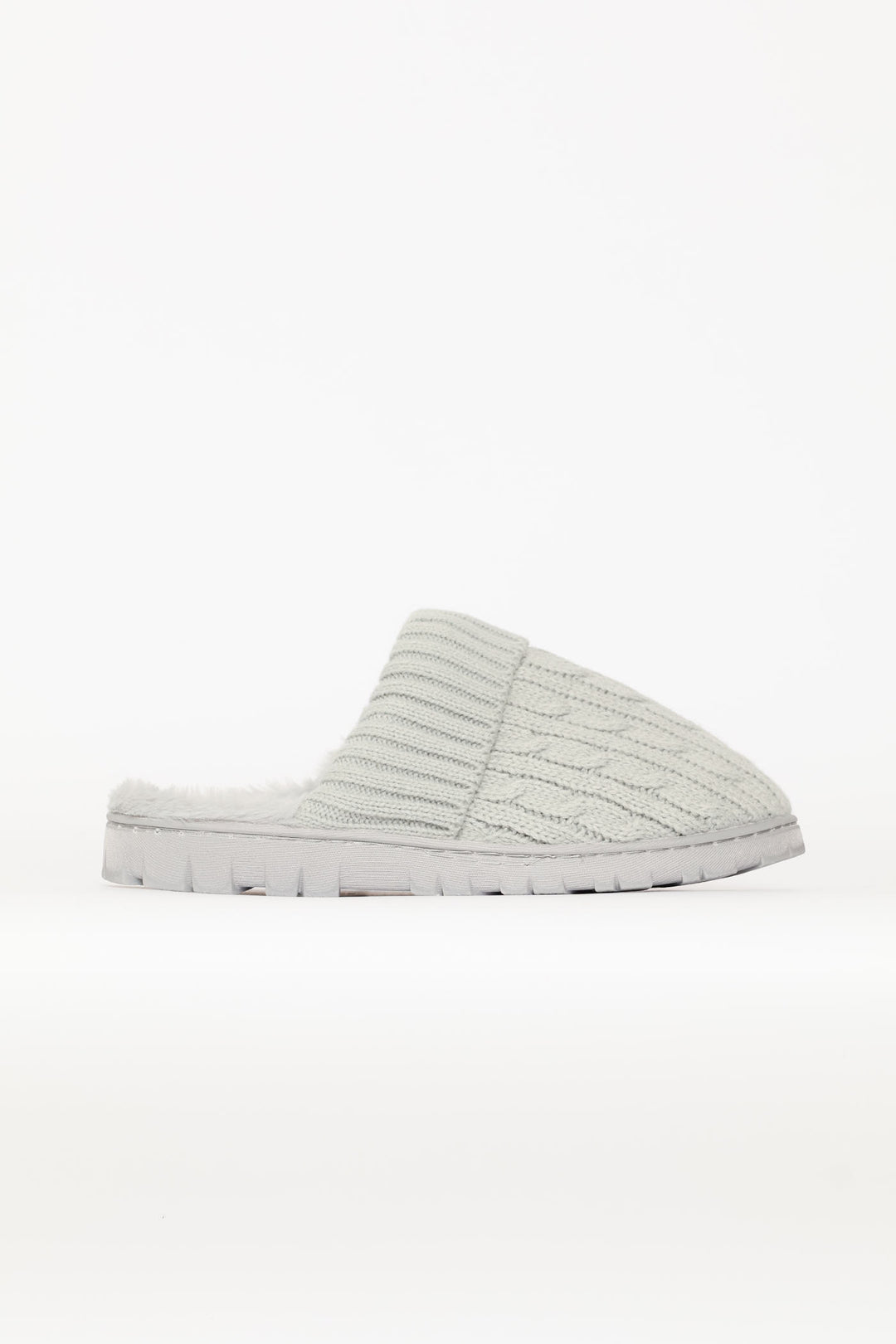 Cable Knit Detail Slipper - Grey