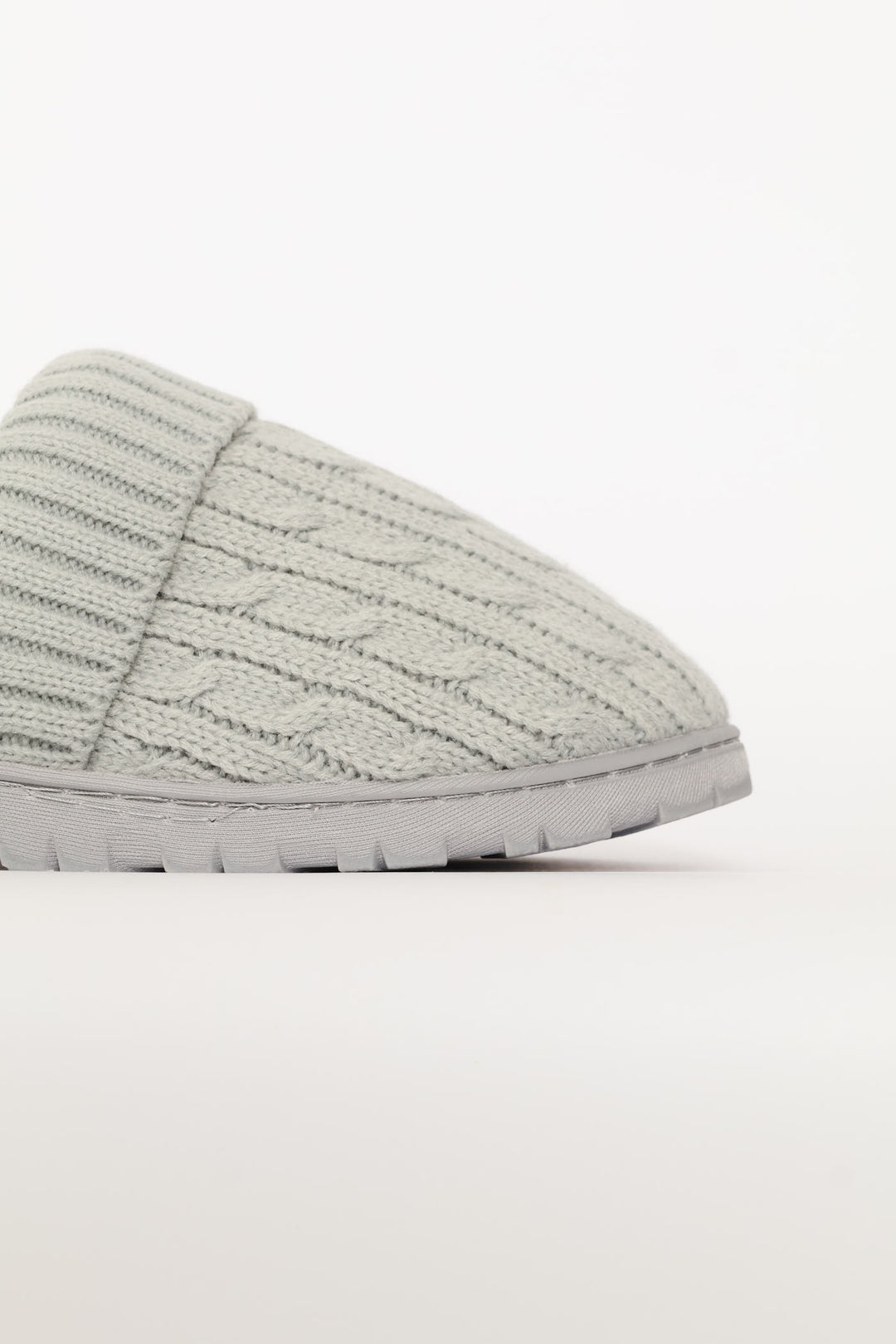 Cable Knit Detail Slipper - Grey