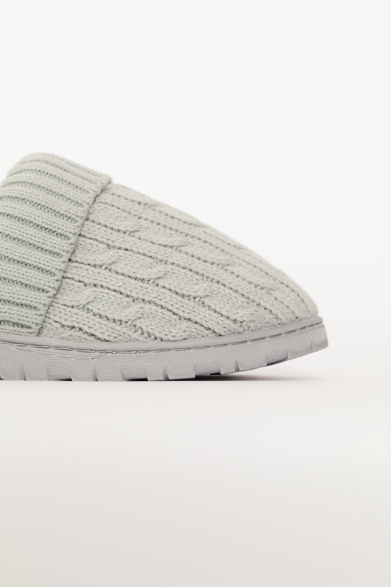 Cable Knit Detail Slipper - Grey