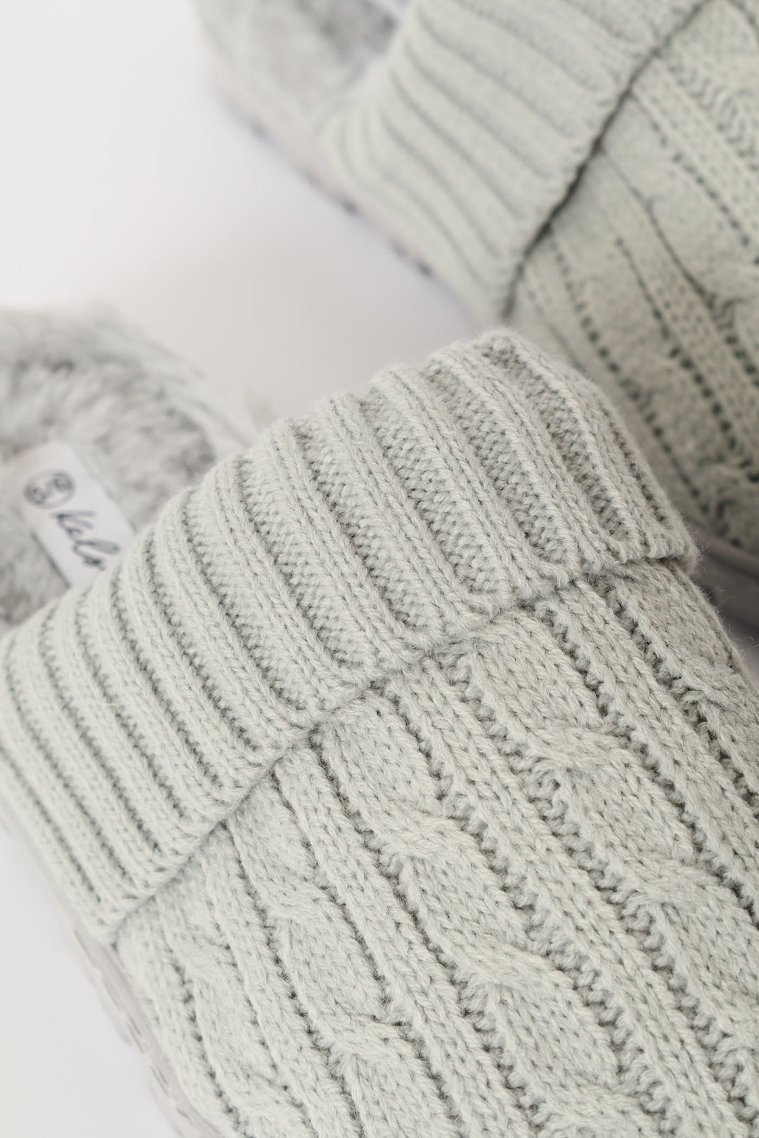 Cable Knit Detail Slipper - Grey