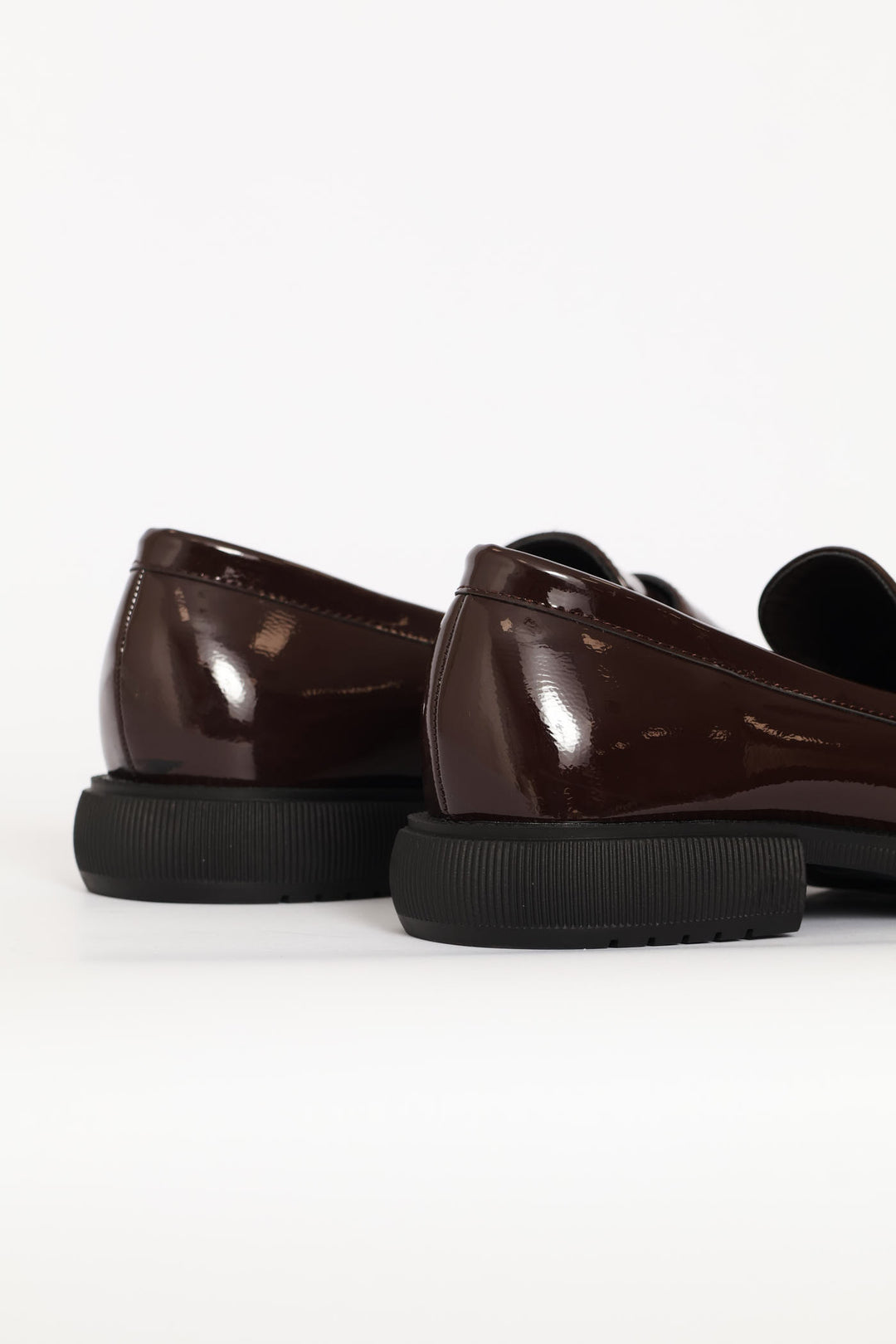 Crinkle Faux Leather Loafer With Buckle And Eyelet Detail - Chocolate