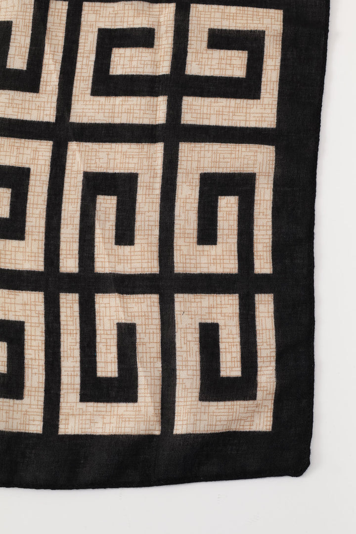 Geo Print Light Weight Scarf-180*80Cm - Black