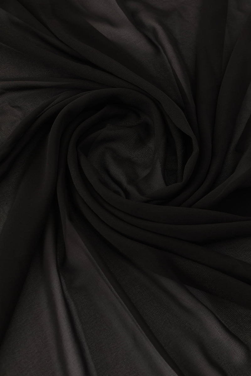 Chiffon Pebble Plain Scarf - Black