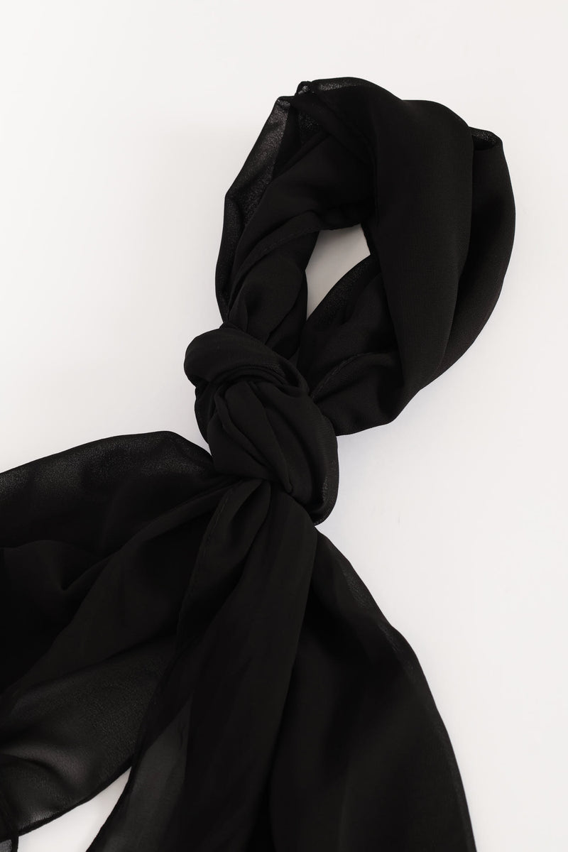Chiffon Pebble Plain Scarf - Black