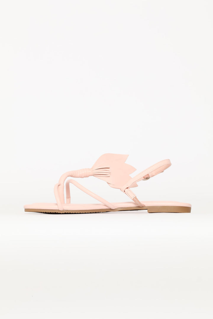 Toe Post Sandal With Blooming Flower Detail - Pink