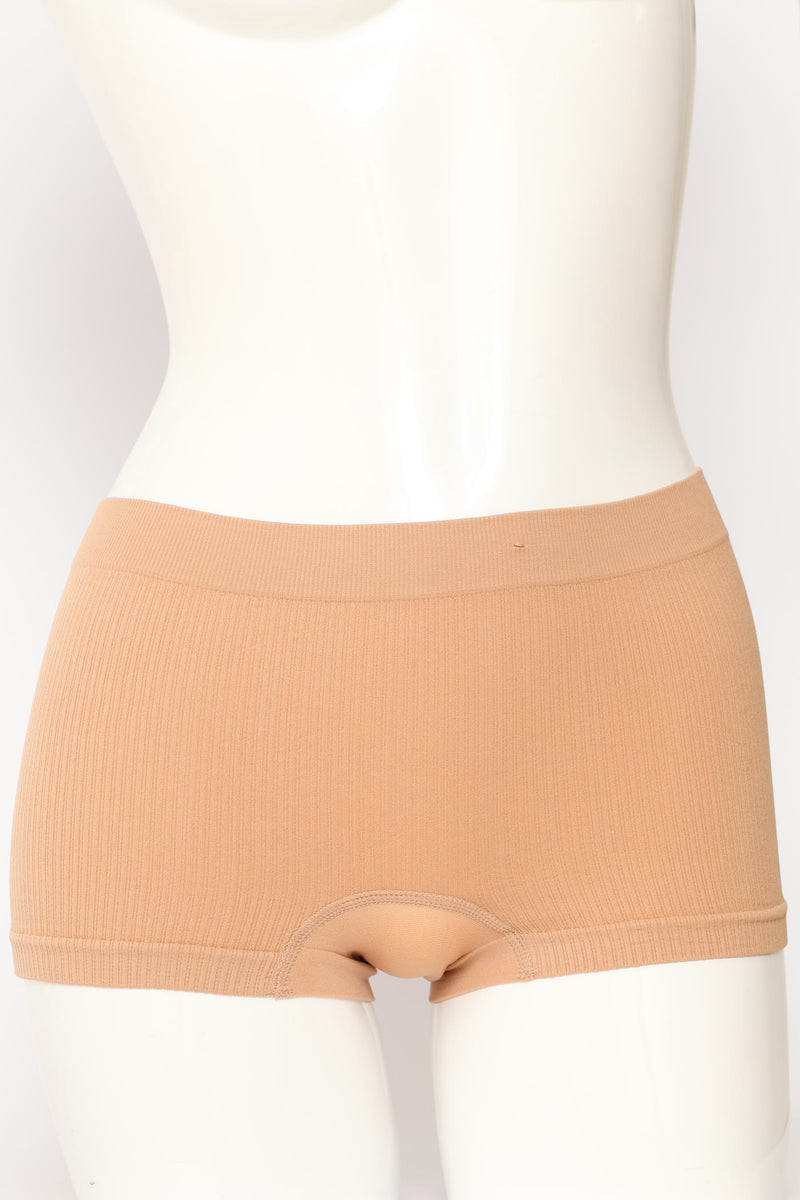 3 Pack Seamless Boyleg Panties - Beige/Brown/Black