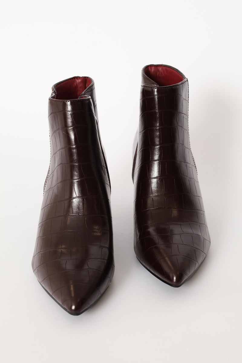 Croc Ankle Boot - Burgundy