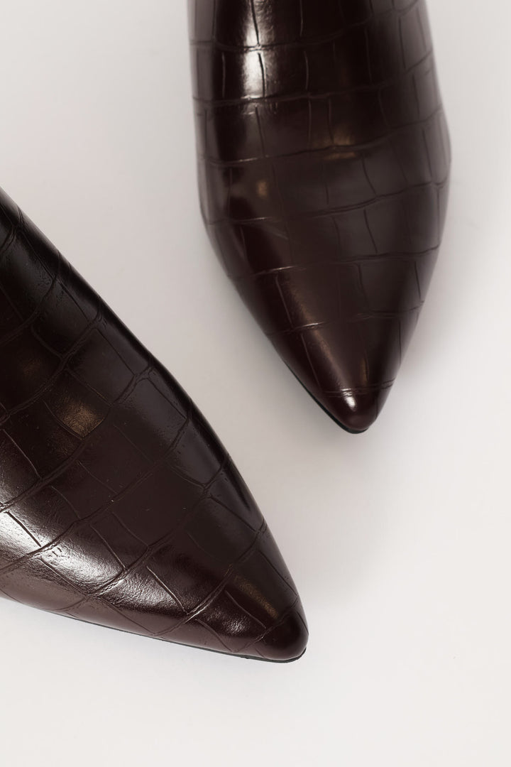 Croc Ankle Boot - Burgundy