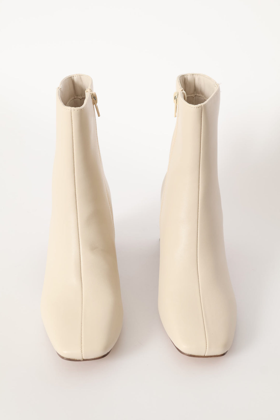 Center Seam Stack Block Heel Ankle Boot - Off White