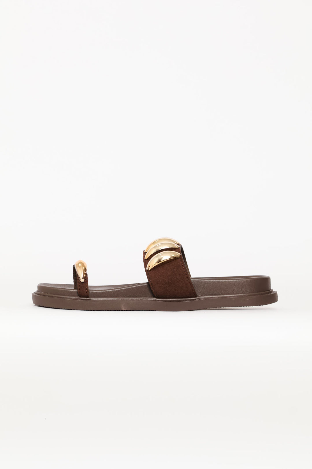 Toe Post Slide With Trim Detailed Single Band - Chocolate