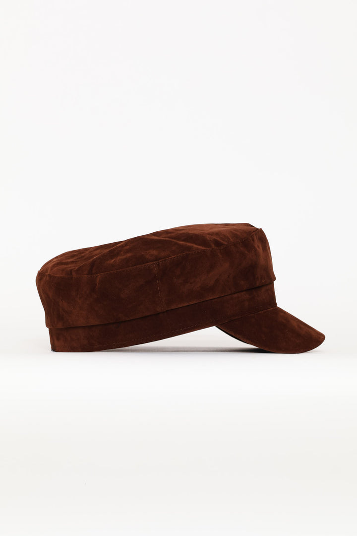 Faux Suede Baker Boy - Chocolate