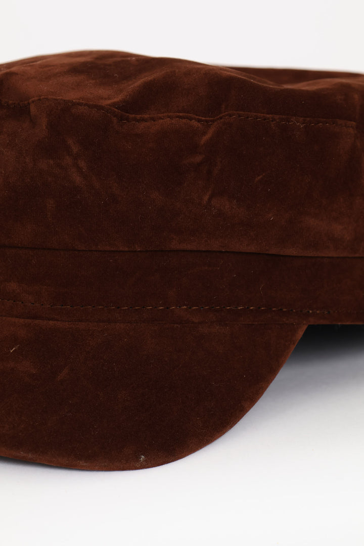 Faux Suede Baker Boy - Chocolate