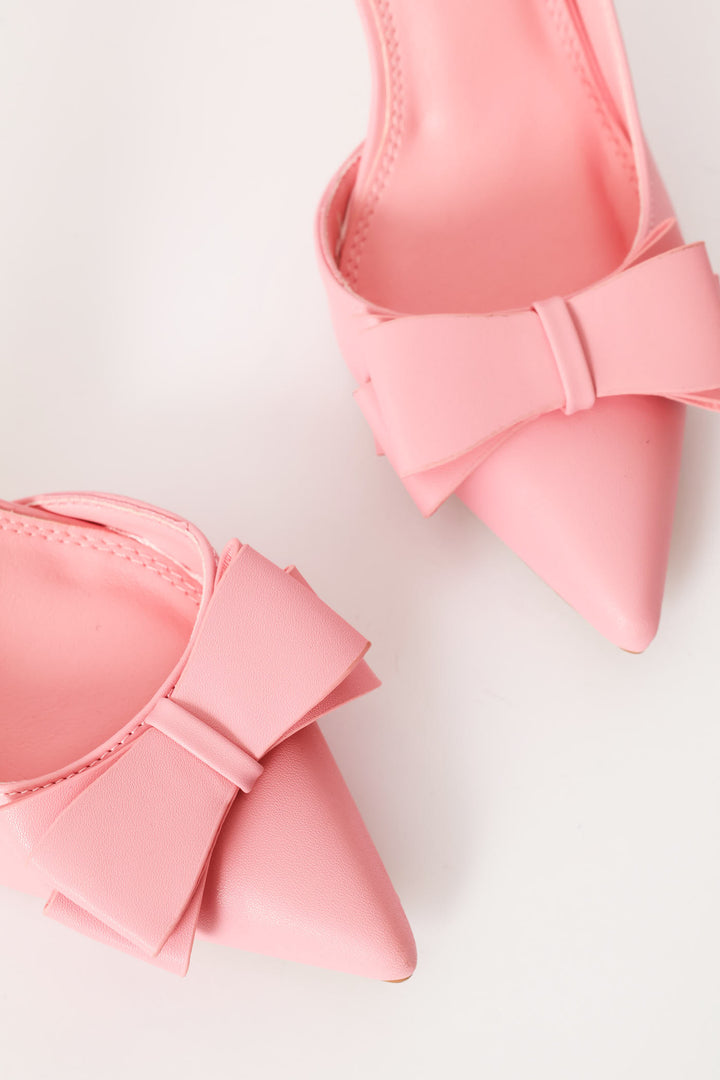 Open Waist Bow Trim Court - Pink