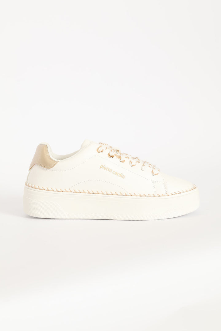 Gold Thread Platform Sneaker - White
