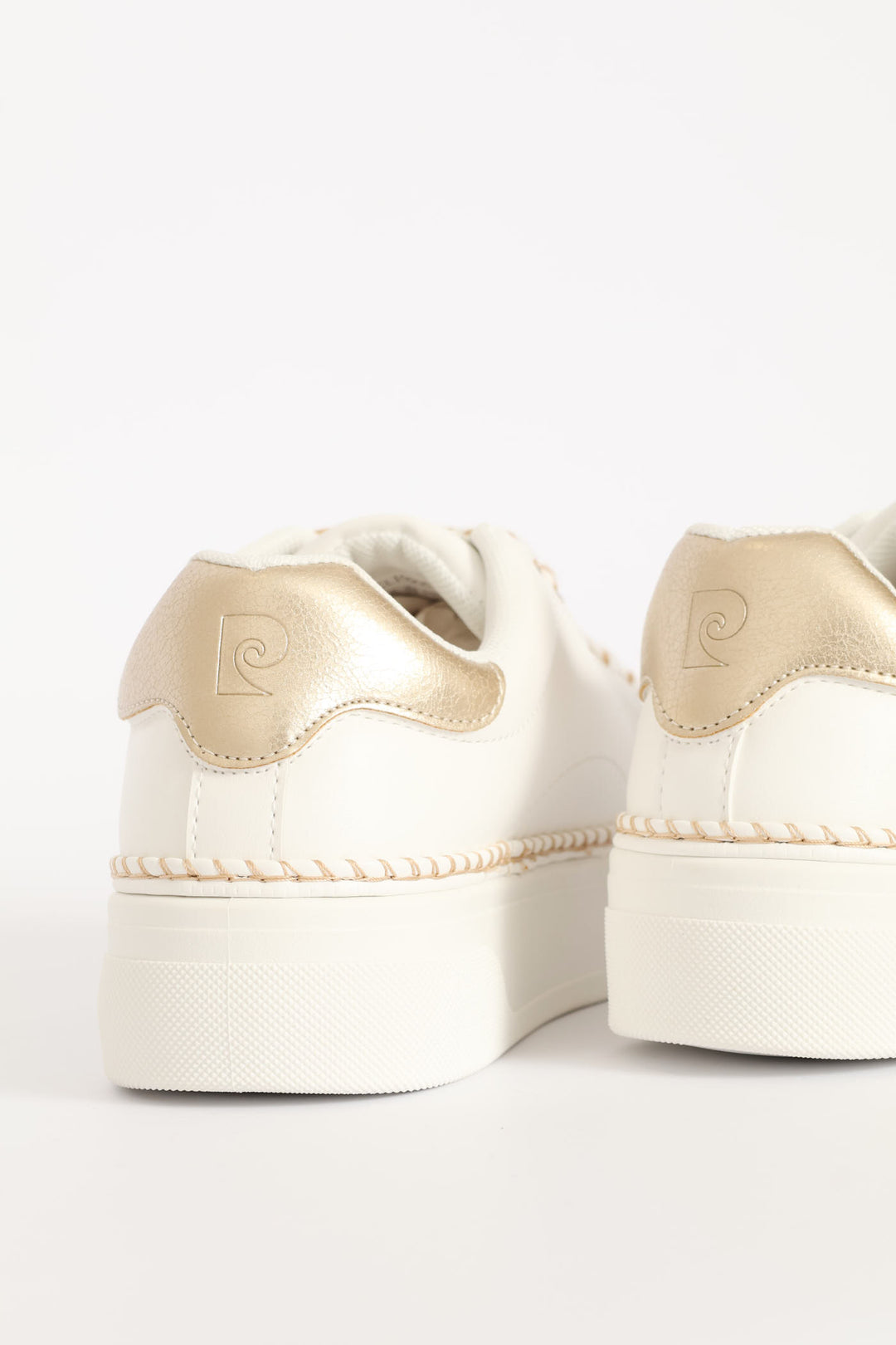 Gold Thread Platform Sneaker - White