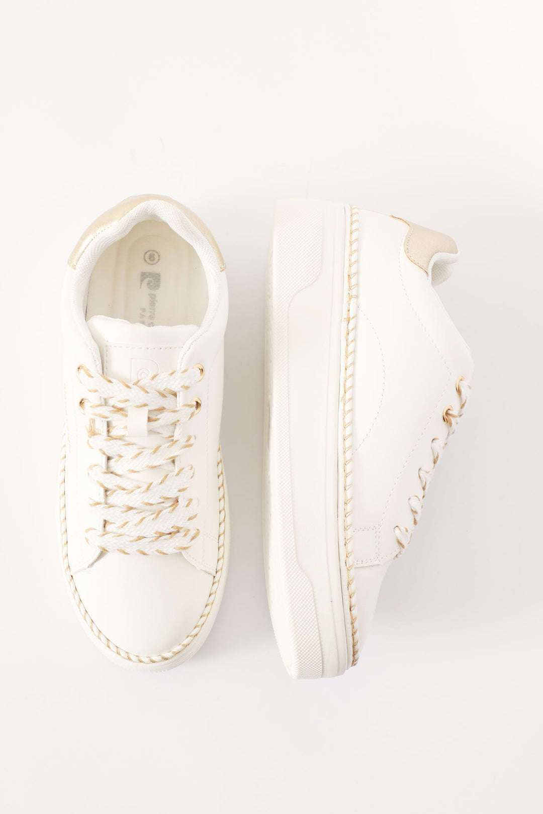 Gold Thread Platform Sneaker - White