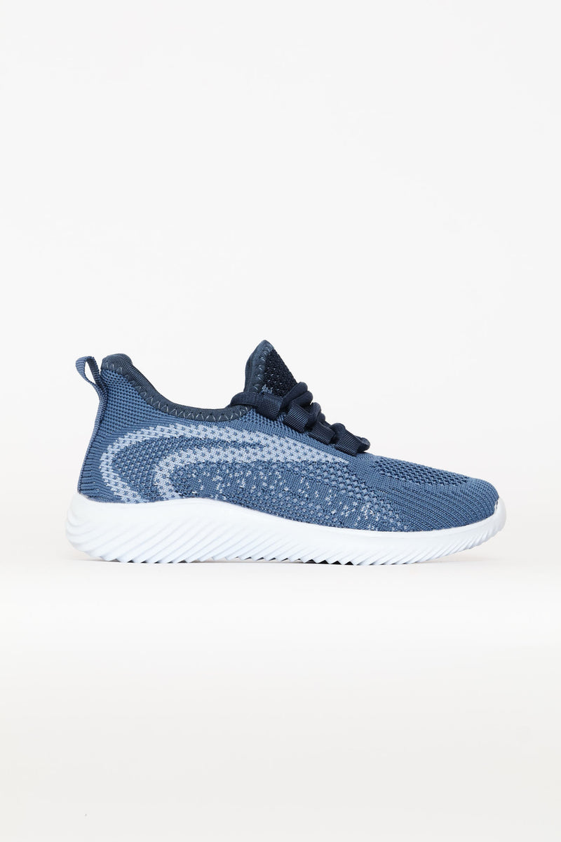 Girls Knit Trainer - Blue