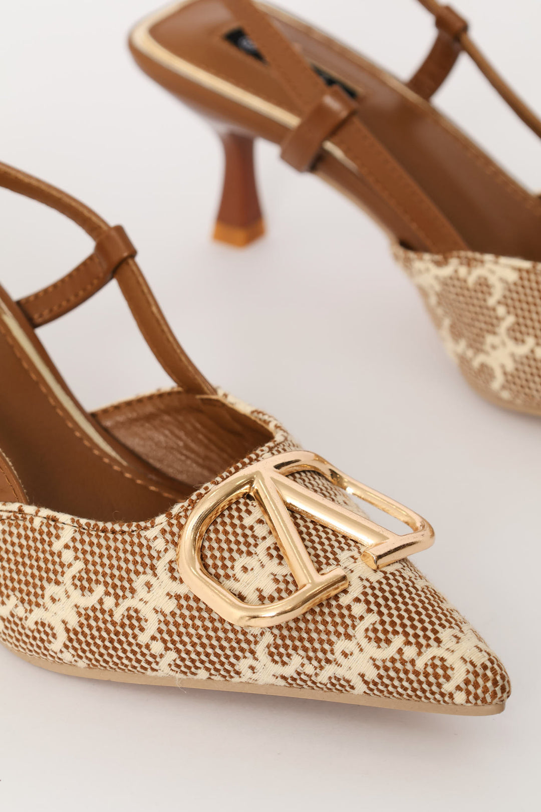 Monogram Print Slingback Kitten Heel - Multi