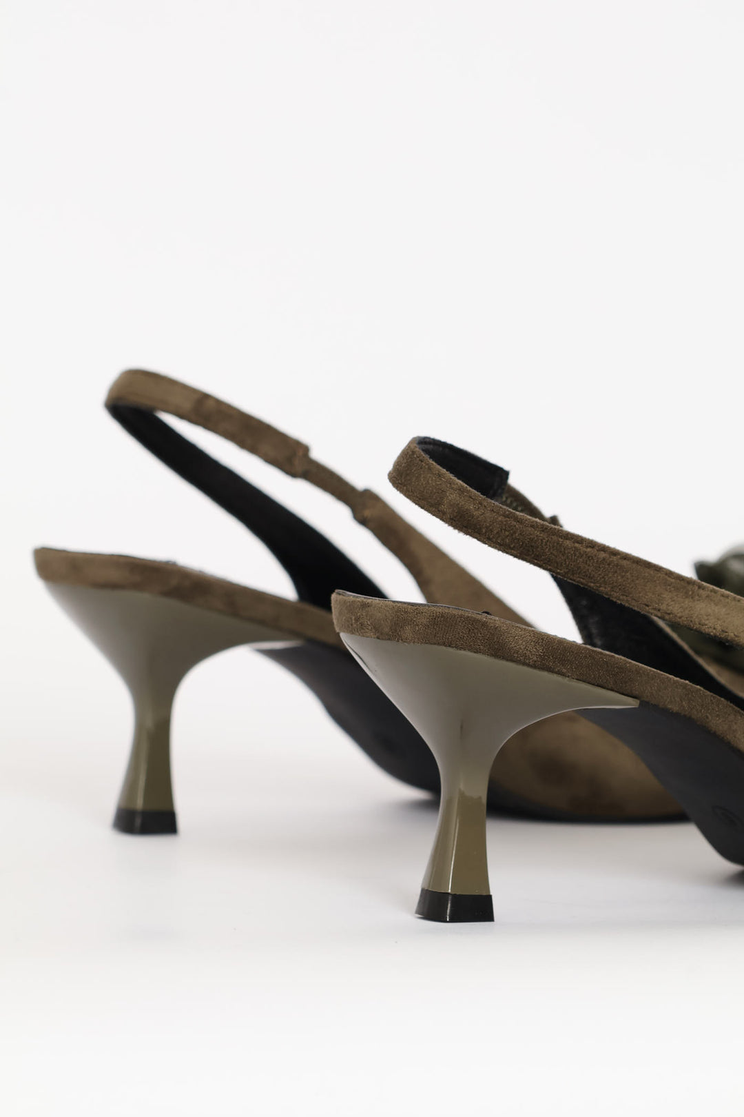 Chiffon Flower Slingback Kitten Heel - Fatigue