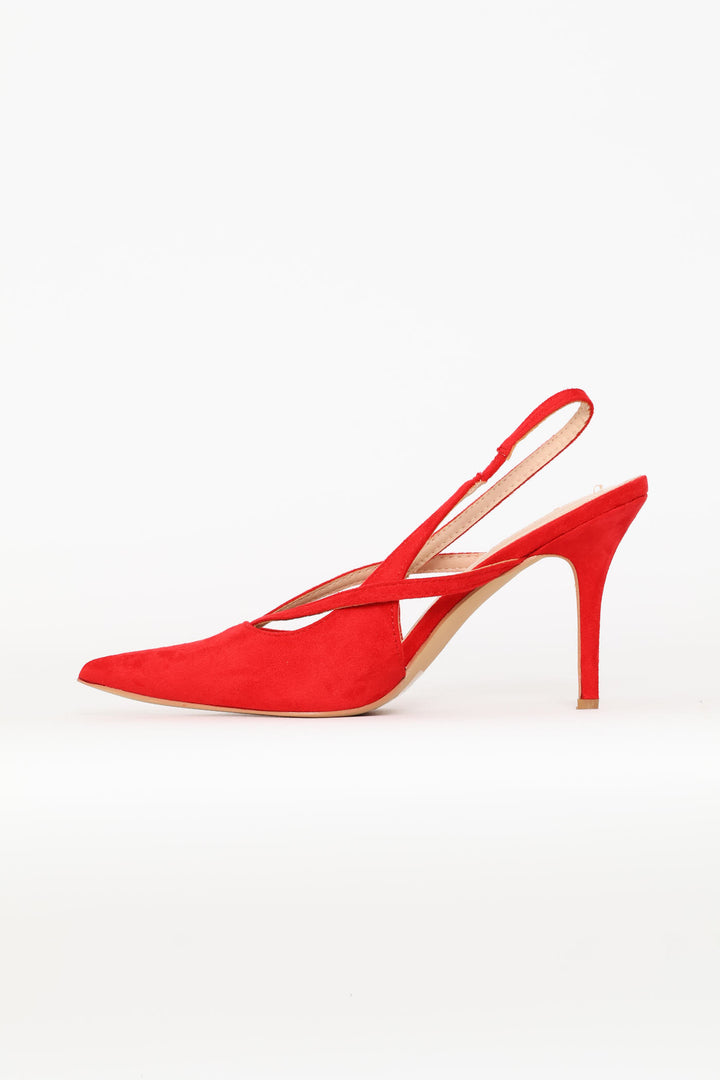 Strappy Pointed Toe Stiletto - Red